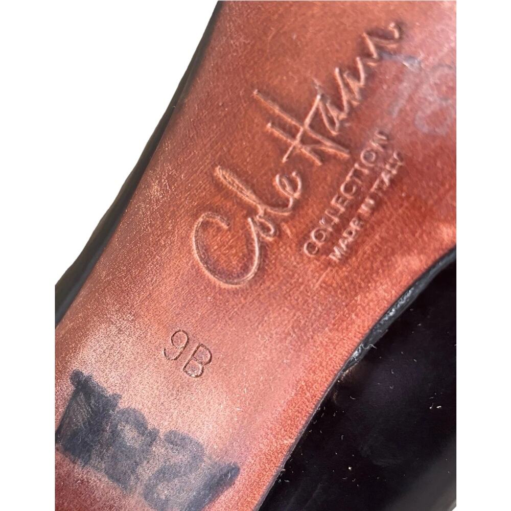 Cole Haan black leather lace-up high-heel oxford booties Stilettos Pumps Sz 9 - Picture 8 of 9